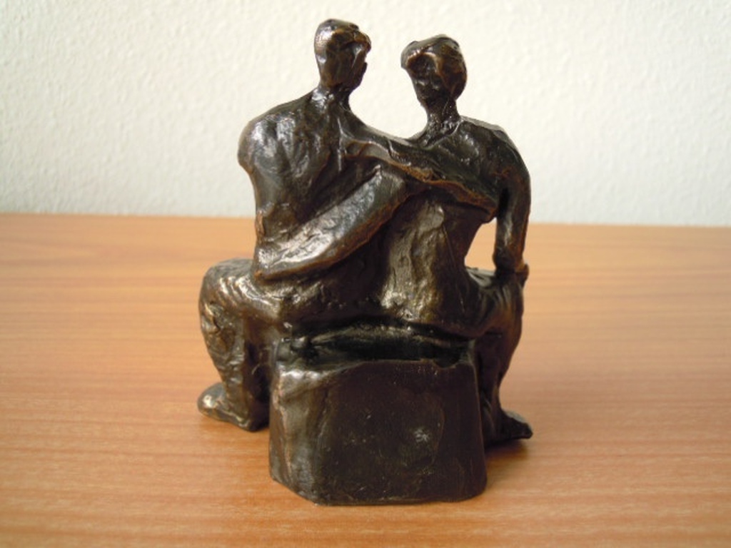 Zwaar BRONZEN BEELDJE - 900 gram - 11 X 10 cm - niet gesigneerd kopen? Bied vanaf 45!
