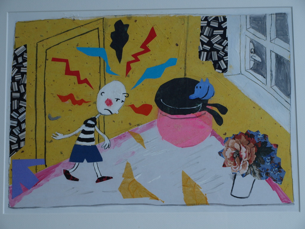 Daan Remmerts de Vries: Acryl en collage , Het leven is raar 9 – Ingelijst -1997 kopen? Bied vanaf 75!