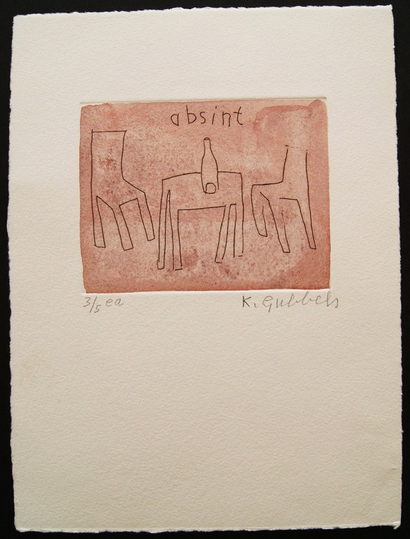 Klaas Gubbels ets met aquarel uit 2004 kopen? Bied vanaf 175!