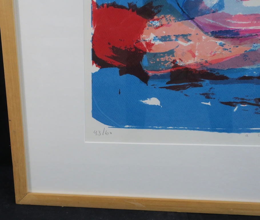 Anton Vrede: Litho, A blue and red sky - Ingelijst (Groot) kopen? Bied vanaf 50!