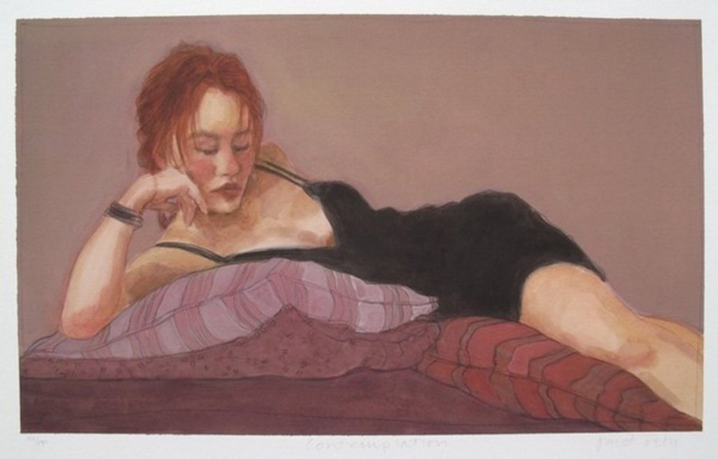 Janet Treby, handgesigneerde glicee, "Contemplation", met C.O.A. kopen? Bied vanaf 150!