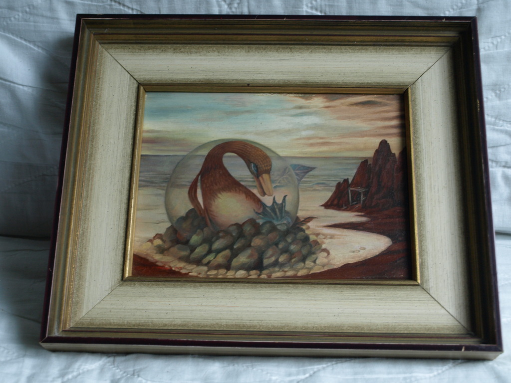 Judith Vermeeren-Neet : Olieverf op paneel, Vogel – gesigneerd & ingelijst -1975 kopen? Bied vanaf 1!