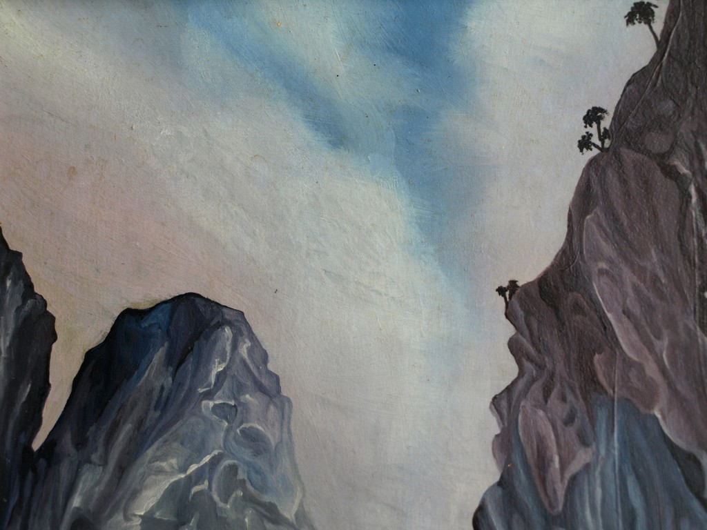 Ansèl : Olieverf op board , In de bergen – gesigneerd en ingelijst – 1962 kopen? Bied vanaf 1!