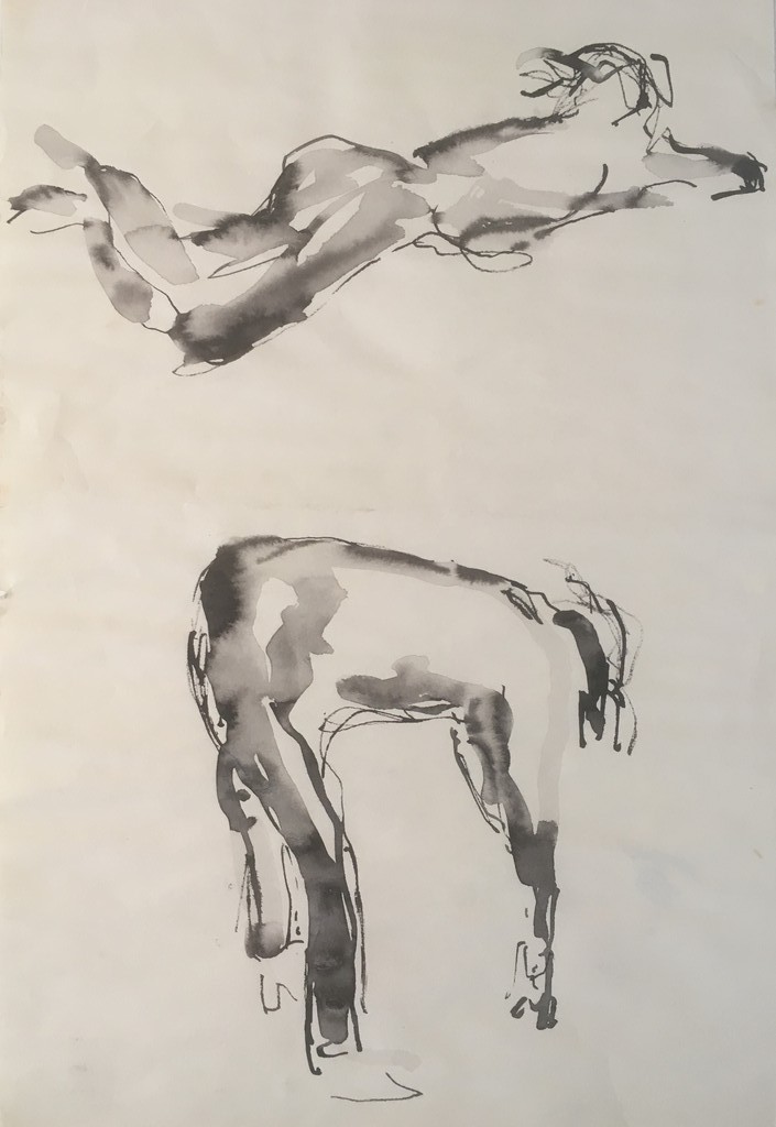 Onbekende Kunstenaar - Tekening Aquarel - 2 figuren. kopen? Bied vanaf 1!