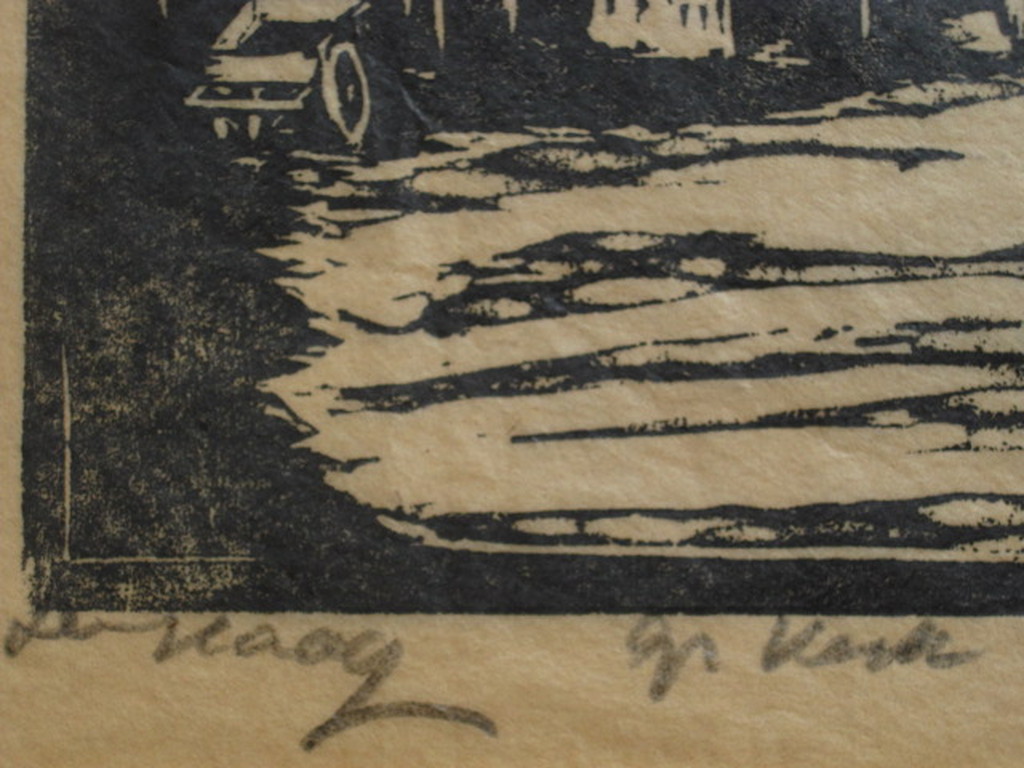 Typische Houtsnede "Den Haag grote Kerk en markt" Jac. de Beer 1888-1946 kopen? Bied vanaf 1!