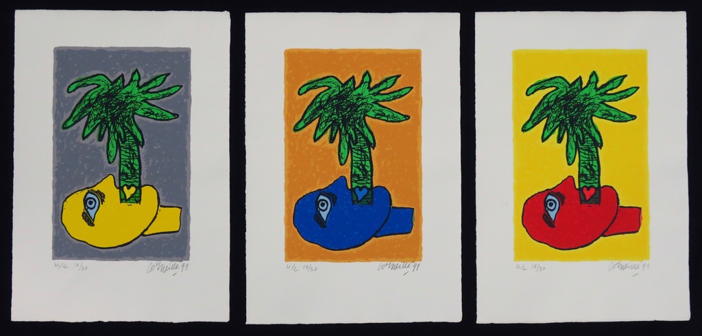 Corneille: Portfolio met 3 zeefdrukken in bijbehorende map, Triologie Tropicale kopen? Bied vanaf 200!