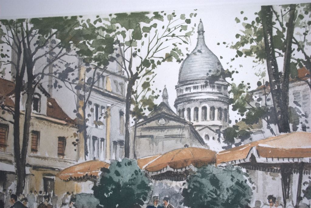 Parijs, Place du Tertre - ets met aquatint - oplage 100   kopen? Bied vanaf 35!