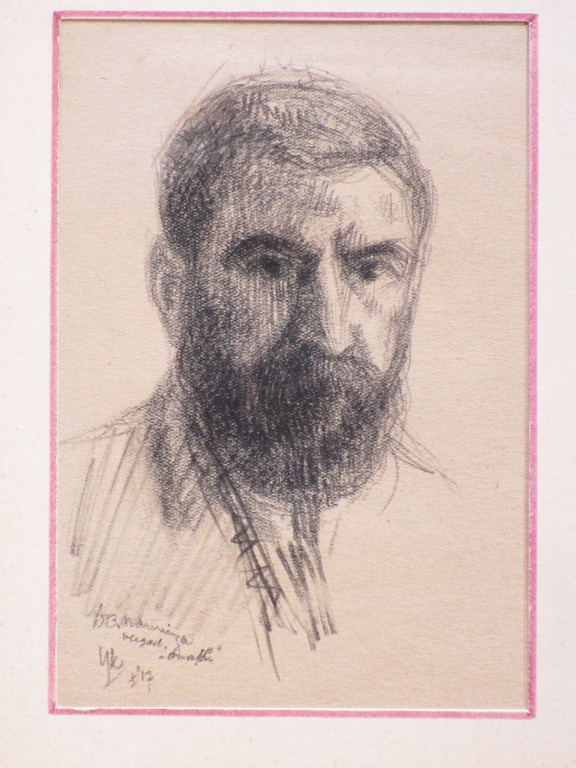 Hendrik IJkelenstam, Portret van de schilder D.B.Nanninga, Tekening 1917 kopen? Bied vanaf 40!
