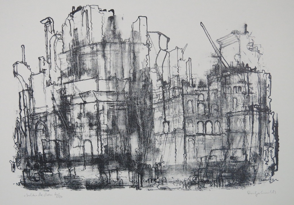 Dirkje Kuik: Litho, Achter de Dom verkocht voor € 50!