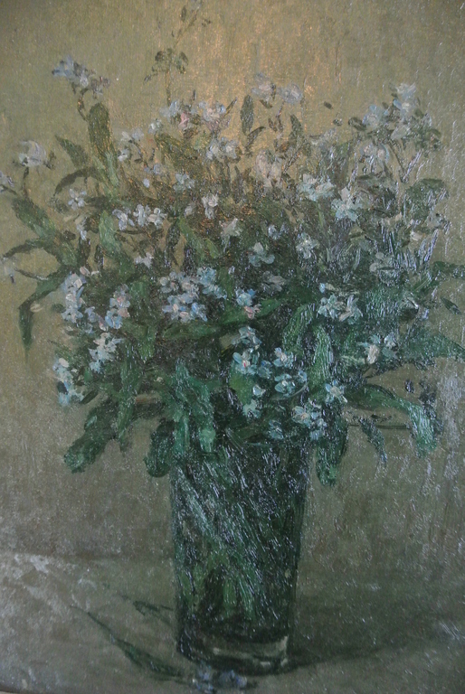 PAUL ARNTZENIUS. (1883 - 1965 ) Olieverf op board. Glazen vaas met bloemen. verkocht voor € 195!