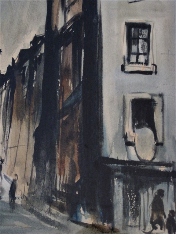 Een prachtig "invallende avond boven Amsterdam" Aquarel Jacques Mels 1899-1974  kopen? Bied vanaf 1!