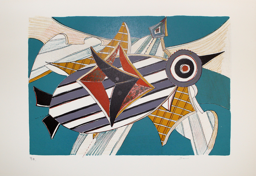 Paolo Boni. -Compositie II- Fraaie Kleurenlithografie op Bütten, Handgesigneerd. kopen? Bied vanaf 79!