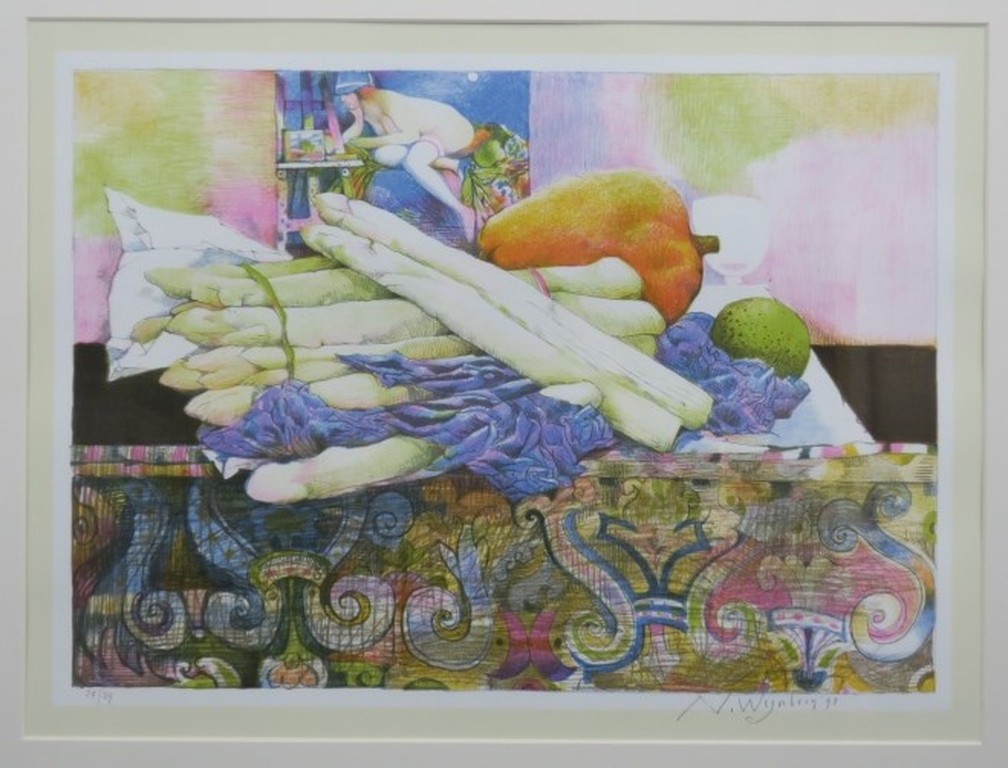 Nicolaas Wijnberg: Litho, Z.T. aspergus - Ingelijst verkocht voor € 80!