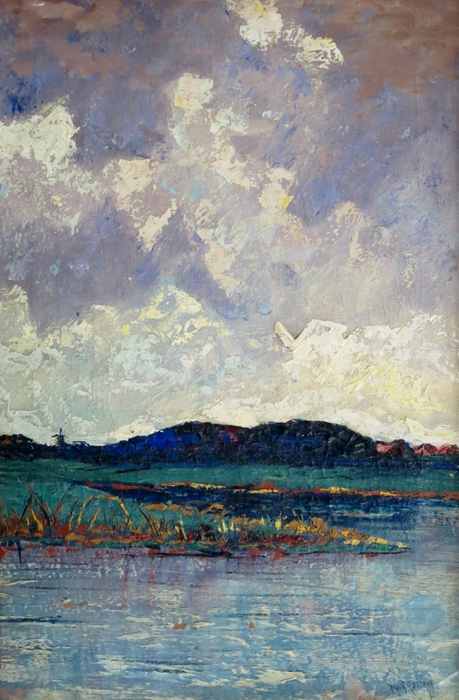 Peter van den Braken (1896-1979) - Plassengezicht bij Kortenhoef - 1973 verkocht voor € 200!