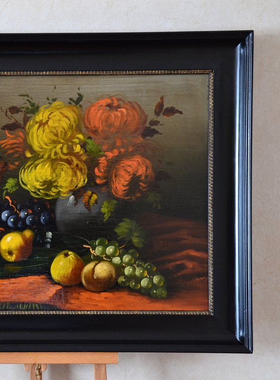 Tilly Moes(1899 - 1979) - Stilleven - Fruit en Bloemen - Olieverf op paneel.     kopen? Bied vanaf 125!