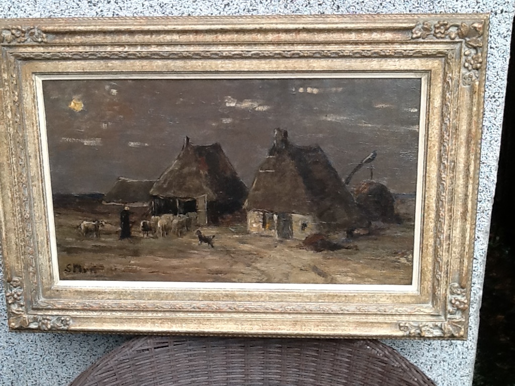 Sientje Mesdag van Houten, olieverf, doek. Schapen bij de kooi, Drenthe. de  kopen? Bied vanaf 1800!