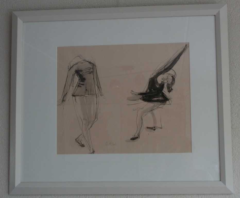 Constance Wibaut - Inkt en Aquarel - Danseres - gesigneerd met monogram kopen? Bied vanaf 45!