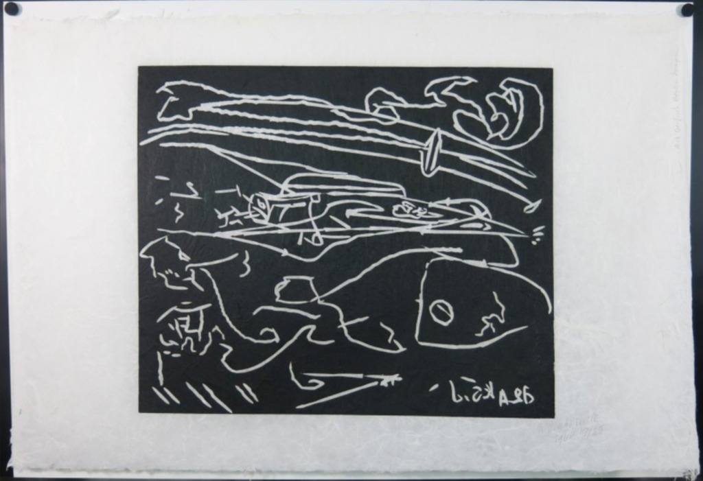 Wim Izaks: Lino op rijstpapier, Vrede (zwart) kopen? Bied vanaf 1!