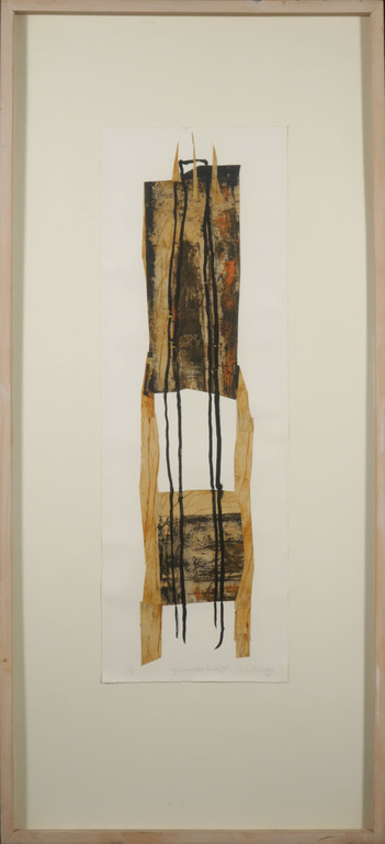 Vera van Heusden: Monoprint, Gestapeld land III - Ingelijst (Groot) kopen? Bied vanaf 1!