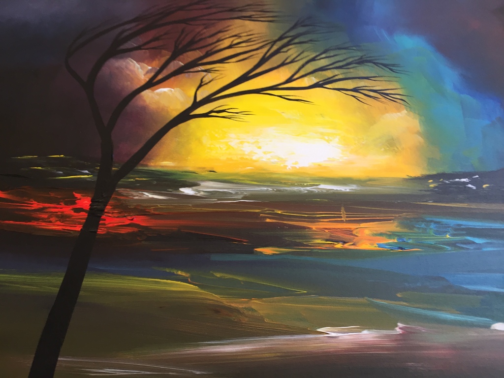 Gena Genadyj acryl op doek   De ZON kopen? Bied vanaf 100!