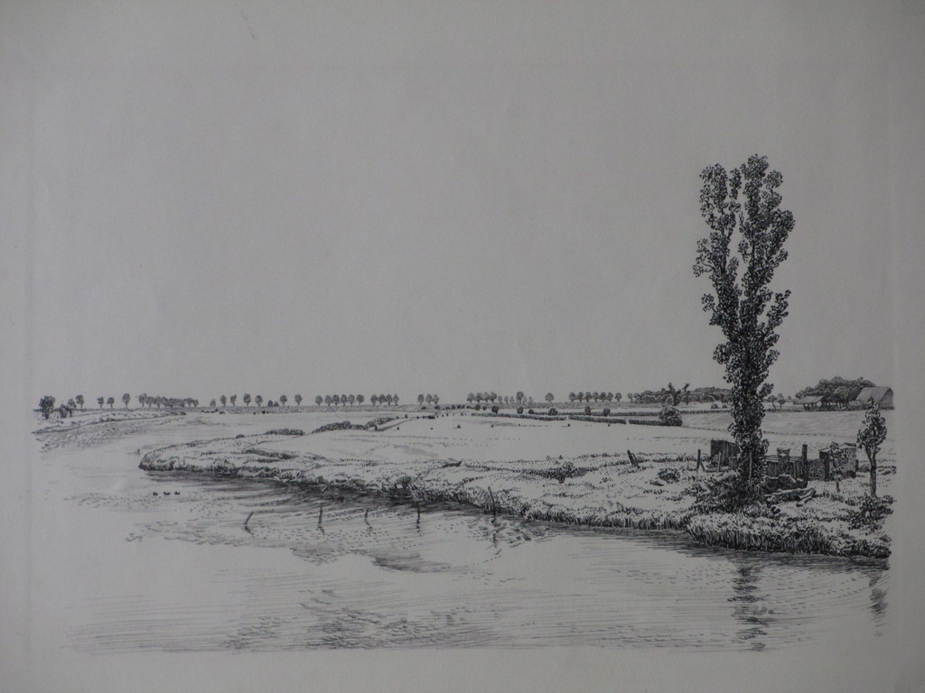 Arend Hendriks, De Selenge bij Wolphaartsdijk Zuid-Beveland, Ets  verkocht voor € 40!