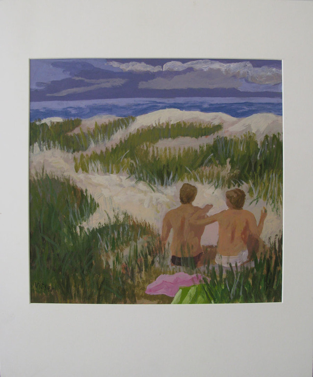 Hendrik Jan Visser, In de duinen, acryl op papier kopen? Bied vanaf 1!