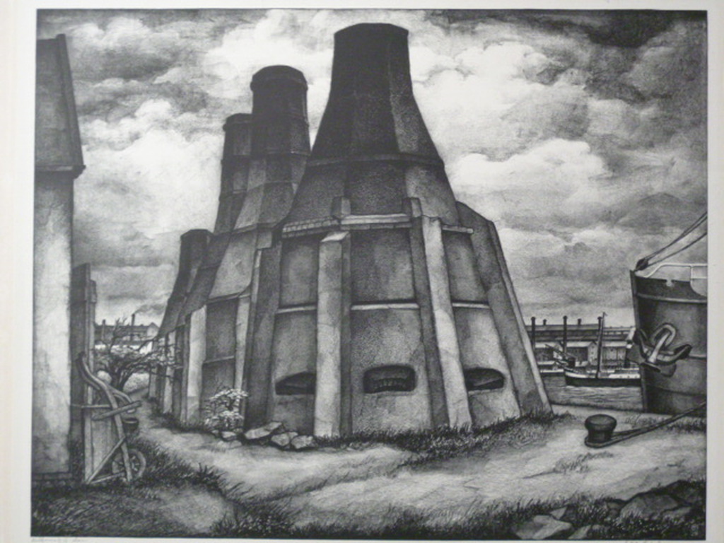 Aart van Dobbenburgh - litho - Kalkovens bij A'dam verkocht voor € 195!