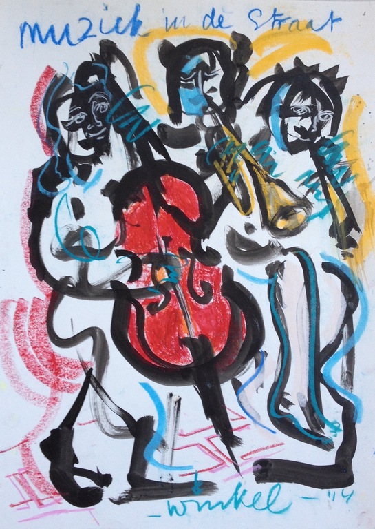 Arien Winkel - Muziek in de straat - Origineel werk op papier kopen? Bied vanaf 1!