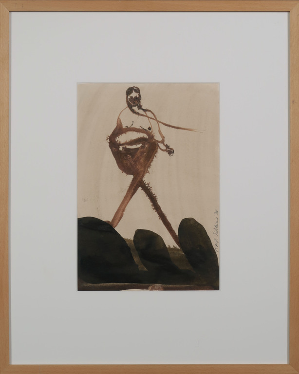 Cornelia Schleime: Gouache op papier, Vrouw II - Ingelijst kopen? Bied vanaf 350!