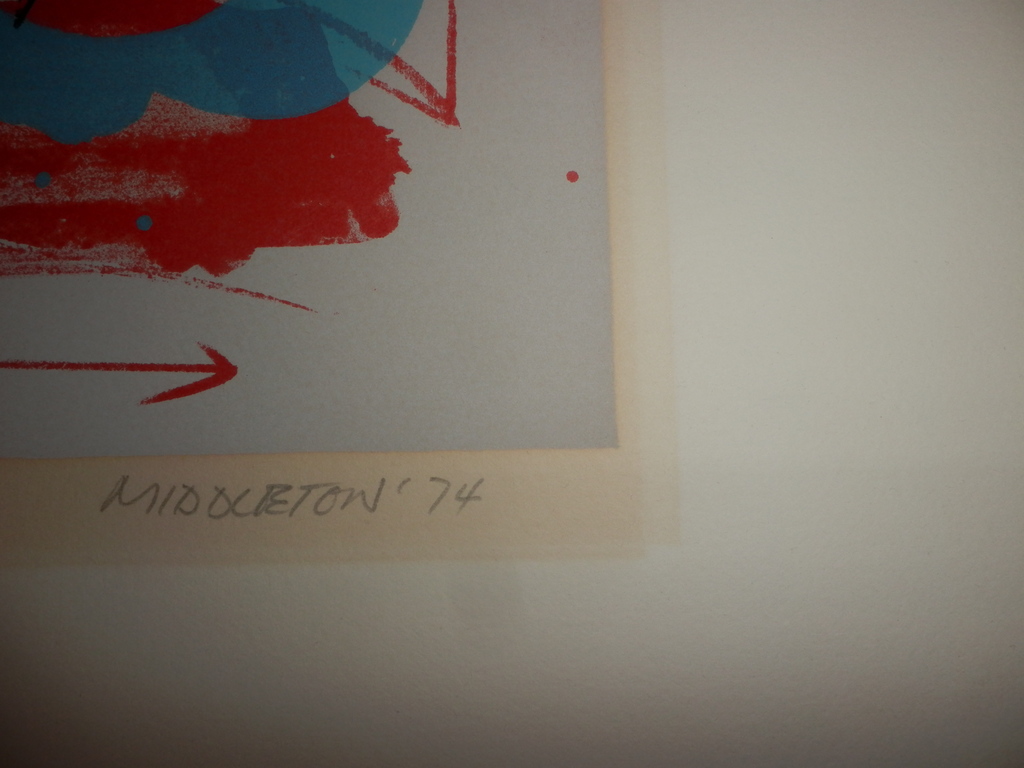 SAM MIDDLETON  Litho   ABSTRACTE COMPOSITIE  uit 1974  Handgesigneerd kopen? Bied vanaf 1!