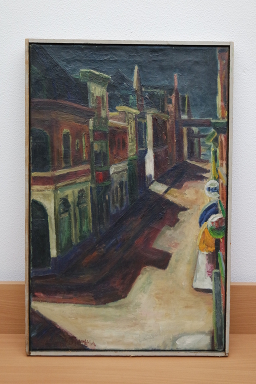 Wouter Piersma (1929) - olieverf op doek - de straat verkocht voor € 90!