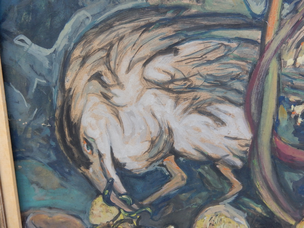 Paul Cauchie, gouache met vogels, op een dunne plaat , is een groot werk kopen? Bied vanaf 295!