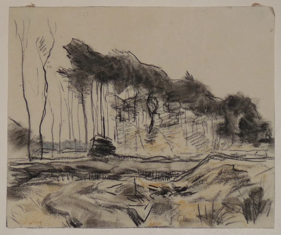 Jan van Essen, Tekening in gemengde techniek, Landschap  kopen? Bied vanaf 25!