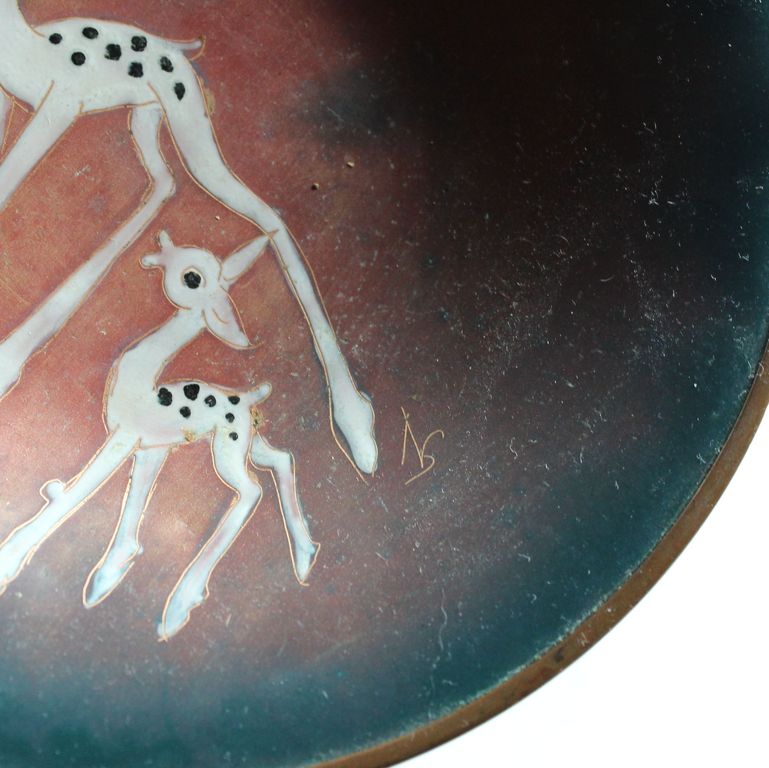 Lama mid-century koperemaillen schaaltje met herten, Nella Damsma kopen? Bied vanaf 14!