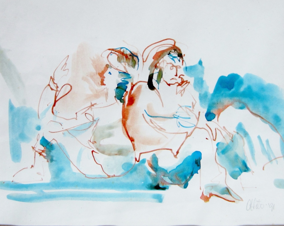 Aquarel op papier, 1991 kopen? Bied vanaf 1!