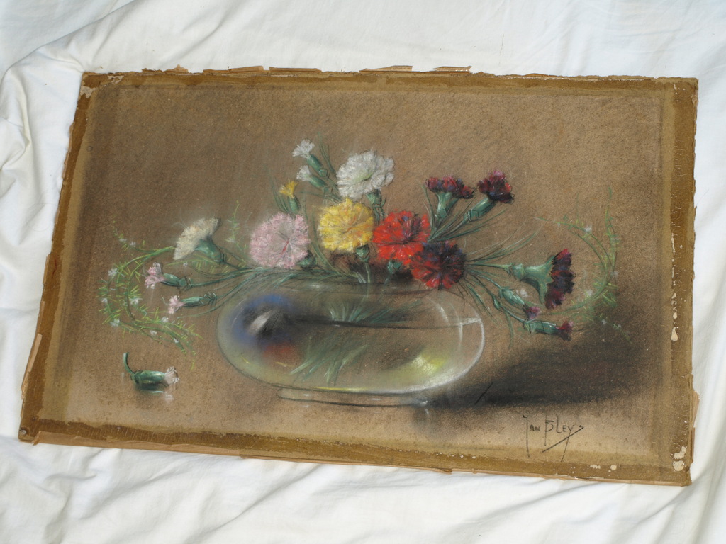 Jan Bleijs : Pastel , Vaas bloemen – gesigneerd – ca 1925 kopen? Bied vanaf 1!