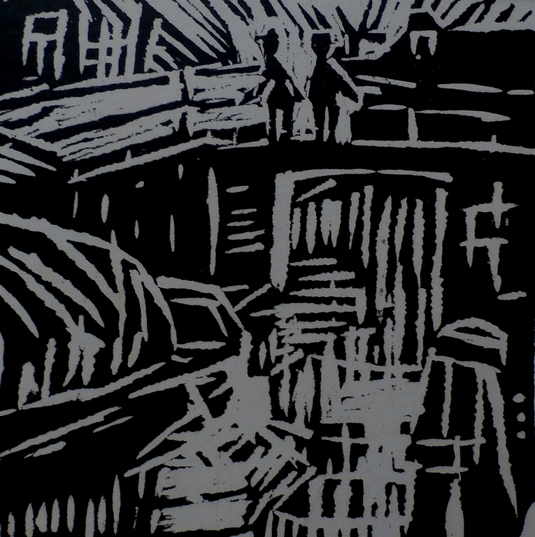 Jan Sierhuis - Oud werk (jaren 60) -Linosnede verkocht voor € 75!