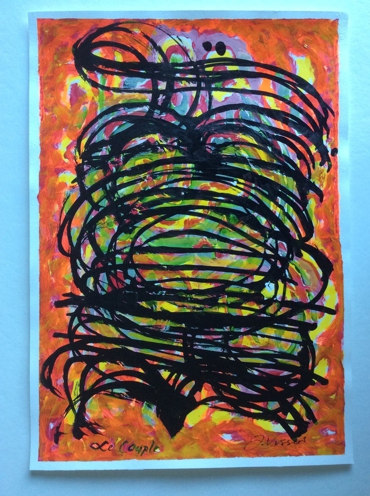 Jack Vissers - Le Couple - inkt en acryl op papier kopen? Bied vanaf 1!