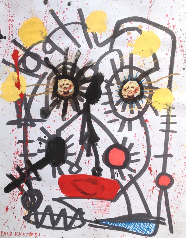 Paul Kostabi, 'Radiant Baby'- gesigneerde gemengde techniek op papier verkocht voor € 440!