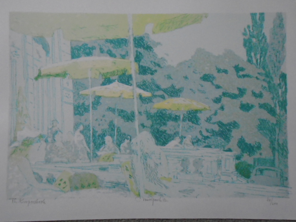 Theo Kurperskoek - kleurenlitho - Vondelpark (Amsterdam) verkocht voor € 50!