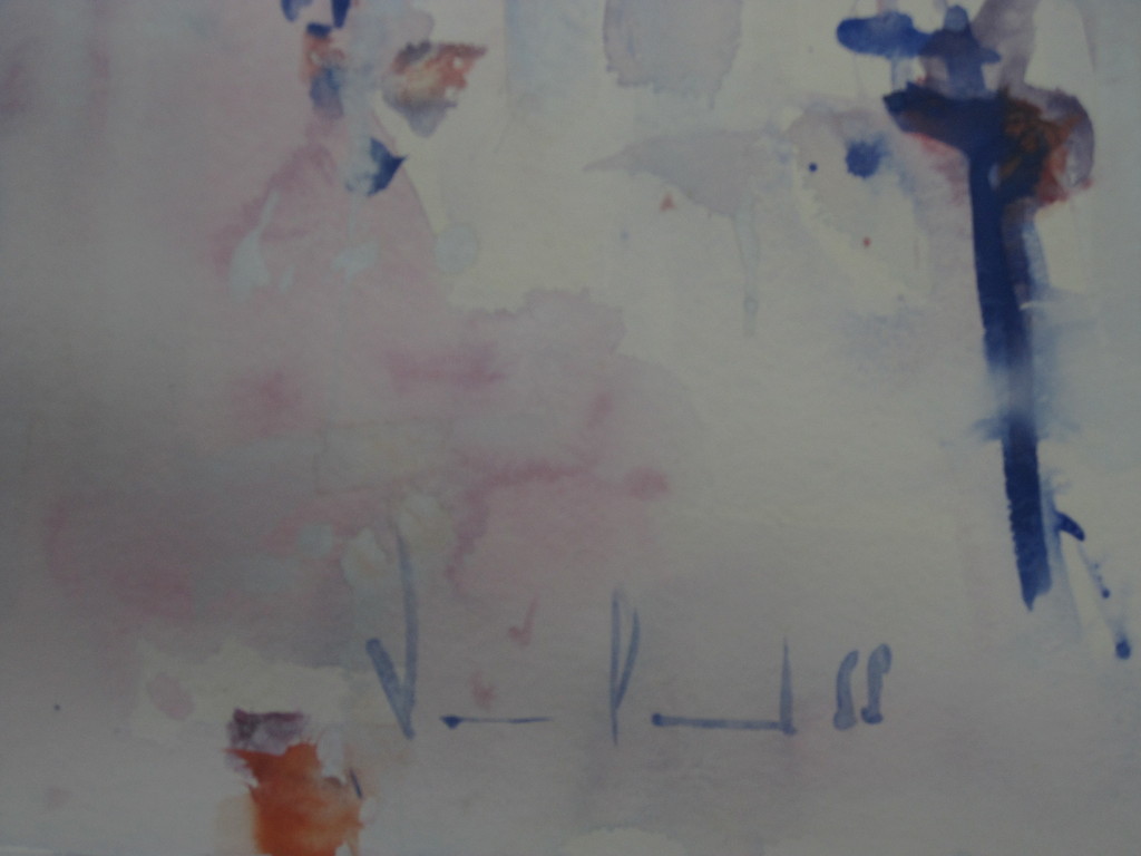 even opletten !  Walter van Oel * groot aquarel * Bushes in red & blue  kopen? Bied vanaf 1!