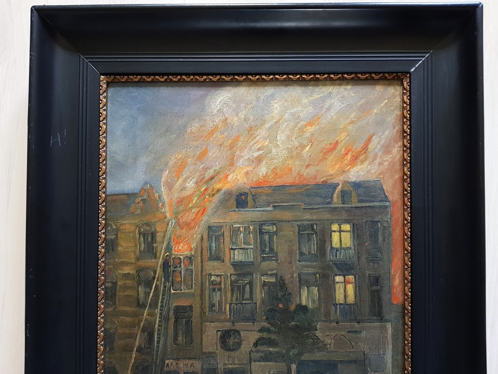 Brand in de Arena, Rotterdam - olieverf op doek - onduidelijk gesigneerd 1933 kopen? Bied vanaf 45!