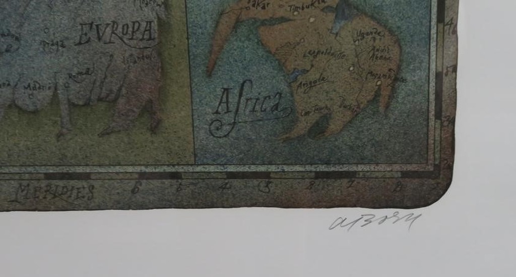Adolf Born: Litho, Asia Europa Africa - Ingelijst kopen? Bied vanaf 100!