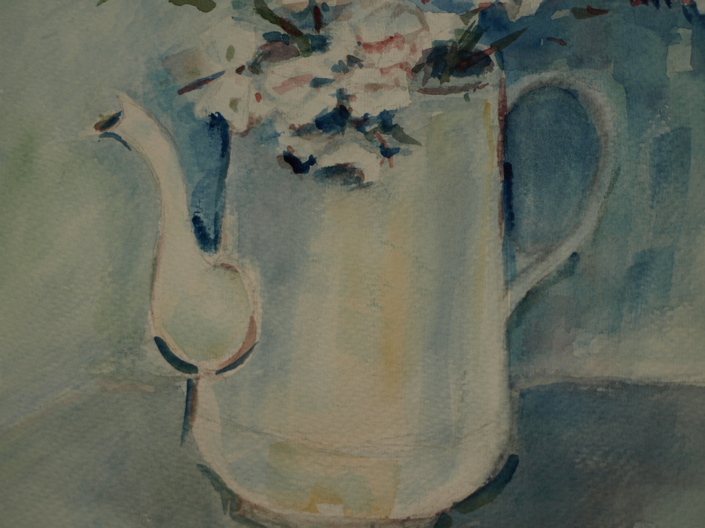 Onduidelijke signatuur / monogram : Aquarel – Vaas bloemen  – 1971 kopen? Bied vanaf 1!