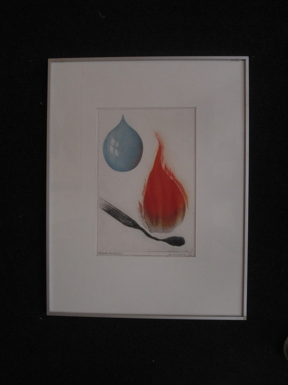 Zeer beperkte oplage 2/7 Litho "Water en Vuur 2000" gesigneerd Jan vd Bos   kopen? Bied vanaf 1!