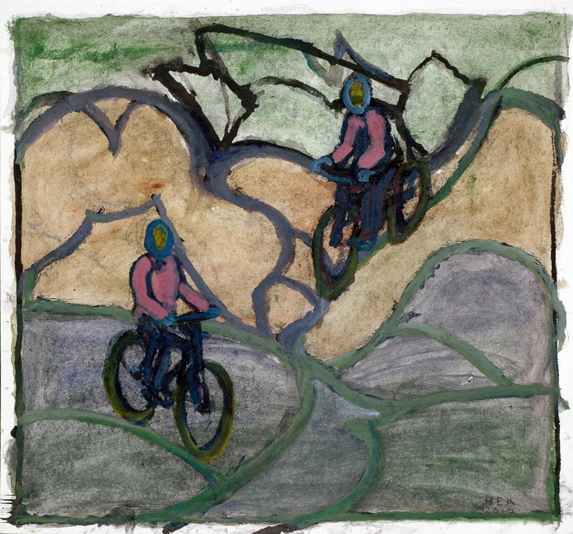 Hans Ebeling Koning, verf en inkt op papier, de neefjes verkocht voor € 50!