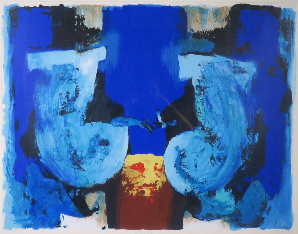 Hans Vanhorck: Zeefdruk, Blue mesa - Ingelijst (Groot) kopen? Bied vanaf 60!
