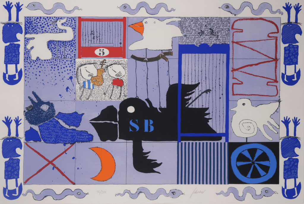 Christian Silvain: Zeefdruk, Oiseau noir - Ingelijst (Groot) kopen? Bied vanaf 60!