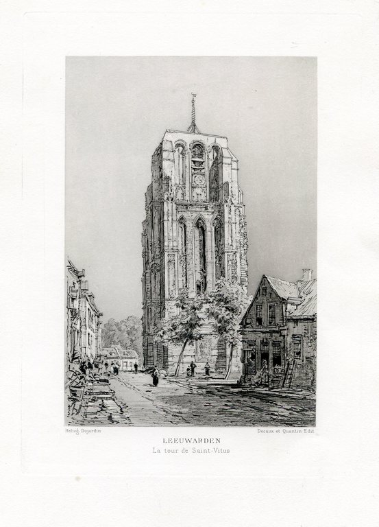 Leeuwarden 1881 "De toren van St. Vitus - De Oldenhove" - Antieke gravure van Maxime Lalanne  kopen? Bied vanaf 25!