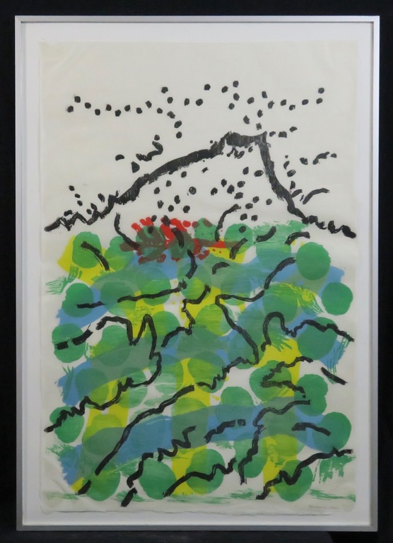 Jef Diederen: Houtsnede, Zonder titel - Ingelijst verkocht voor € 60!